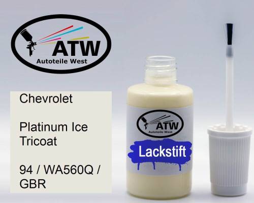 Chevrolet, Platinum Ice Tricoat, 94 / WA560Q / GBR: 20ml Lackstift, von ATW Autoteile West.